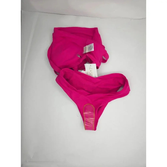 NWT L*space Vera Ribbed Bikini Top size M Pratt bottom size S - Picture 5 of 6